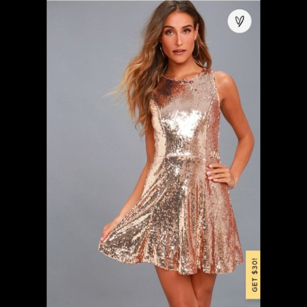 Lulus Rose Gold City Dreams Dress